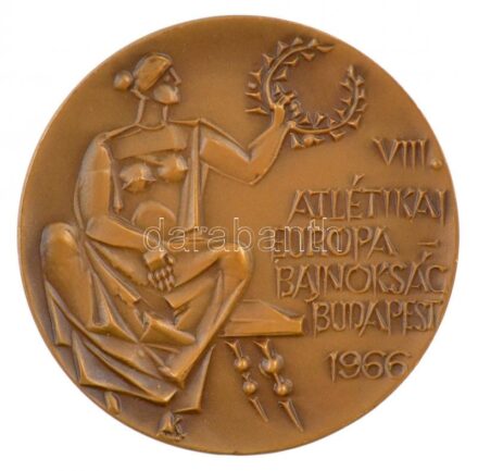 Kiss Nagy András (1930-1997) 1966. 'VIII. Atlétikai Európa Bajnokság Budapest' Br emlékérem tokban (53mm) T:1