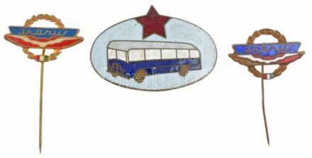 ~1960. 'Ikarus' 3db-os zománcozott jelvénytétel T:1-,2 zománchiba