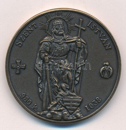 Szabó Géza (1939-2018) 2001. 'A Magyar Történelem Nagy Alakjai / Szent István' kétoldalas bronz emlékérem (42,5mm) T:1
