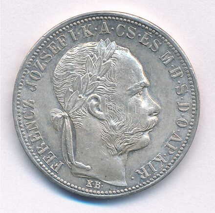 1884KB 1Ft Ag 'Ferenc József / Barokk címer' T:1- patina Adamo M15