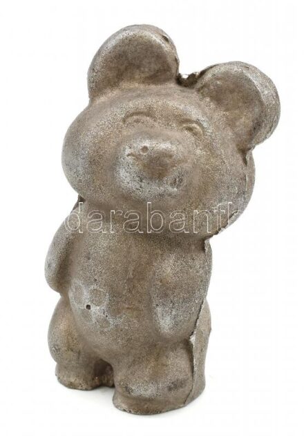 1980 Moszkvai Olimpia Misa Mackó fém figura, gyári repedéssel, m: 12 cm
