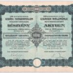 Izsák 1923. 'Izsáki Hengermalom Részvénytársaság' száz darab részvénye egyben, egyenként 1000K-ról, magyar és német nyelvű, szárazpecséttel (2x) sorszámkövetők, egiyk szelvényekkel T:II,II- - Image 3
