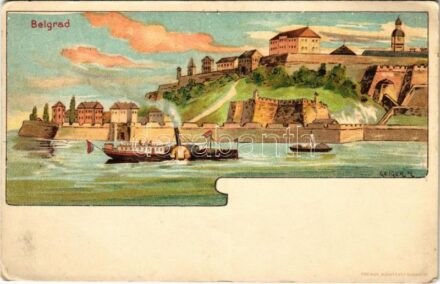 Beograd, Belgrad, Belgrade; látkép / general view. Kosmos Műintézet litho s: Geiger R. (EK)