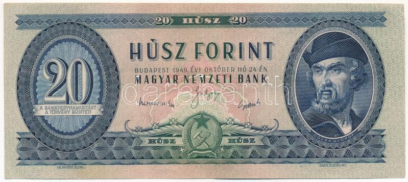 1949. 20Ft 'C 022 059715' T:III szép papír Adamo F10