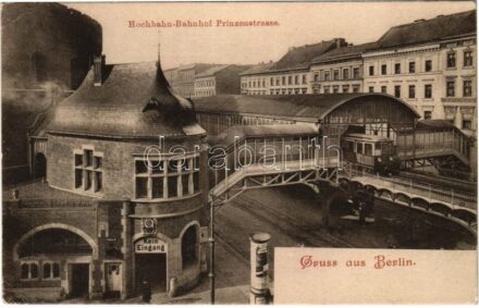 Berlin, Hochbahn-Bahnhof Prinzenstrasse / elevated railway station, train (EK)