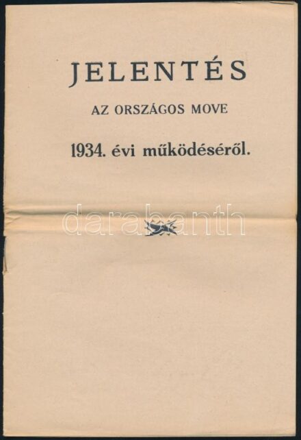 Jelentés az országos MOVE 1934. évi működéséről 14p.