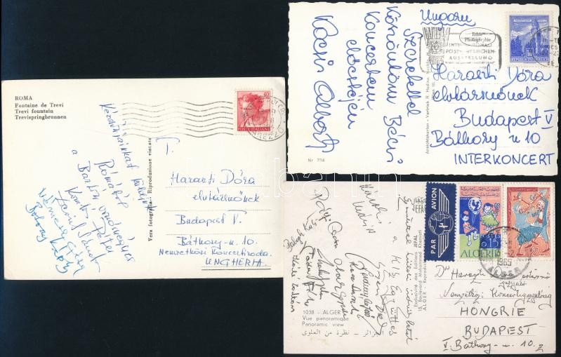 11 db magyar zenekarok és előadóművészek által aláírt és hazaküldött képeslap külföldi turnékról - Image 3