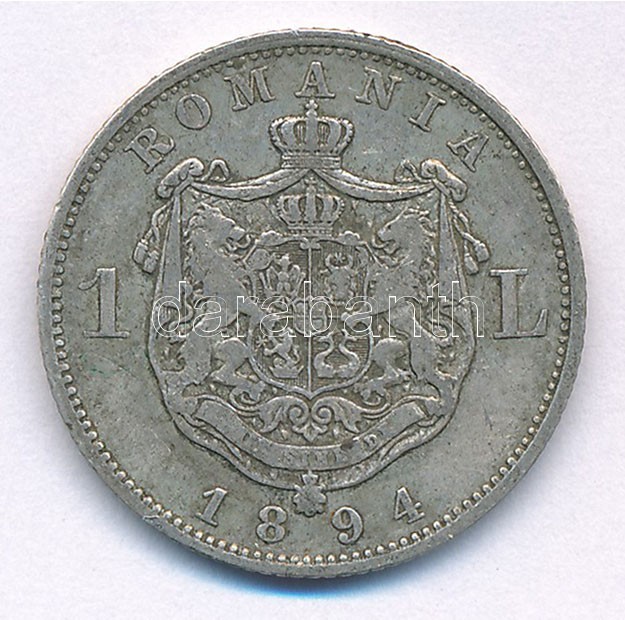 Románia 1894. 1L Ag 'I. Károly' T:2,2- Romania 1894. 1 Lei Ag 'Carol I' C:XF,VF Krause KM# 24 - Image 2