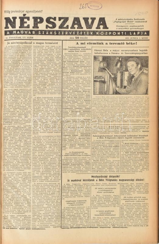 1953 A Népszava több száma könyvbe kötve