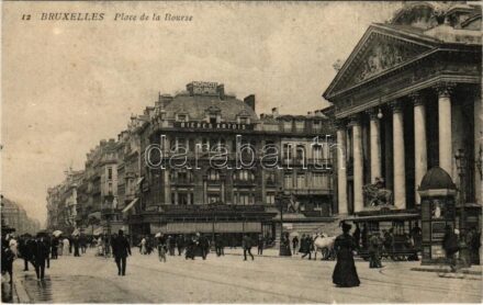 Bruxelles, Brussels; Place de la Bourse, Monico Bourse, Bieres Artois, Distillerie, Brasserie / street view, stock market, tram, Artois Beer (fl)