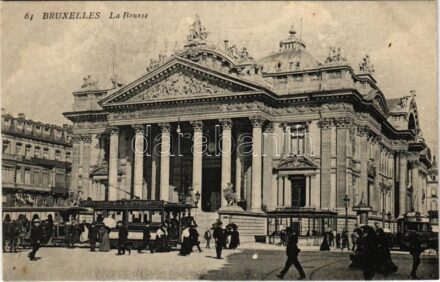 Bruxelles, Brussels; La Bourse / street view, stock market, tram