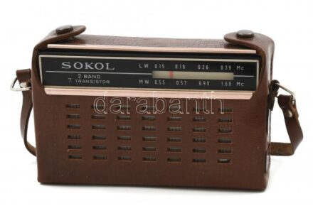 Sokol táskarádió, bőr tokban, nem kipróbált