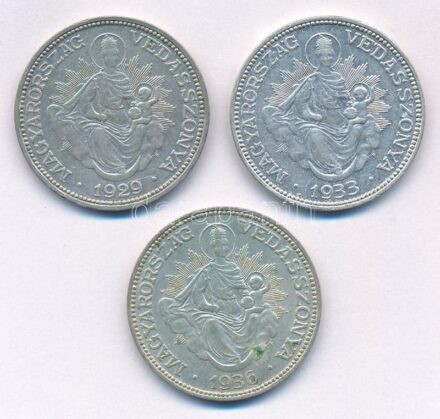 1929. 2P Ag 'Madonna' + 1933. 2P Ag 'Madonna' + 1936. 2P Ag 'Madonna' T:2 Adamo P7