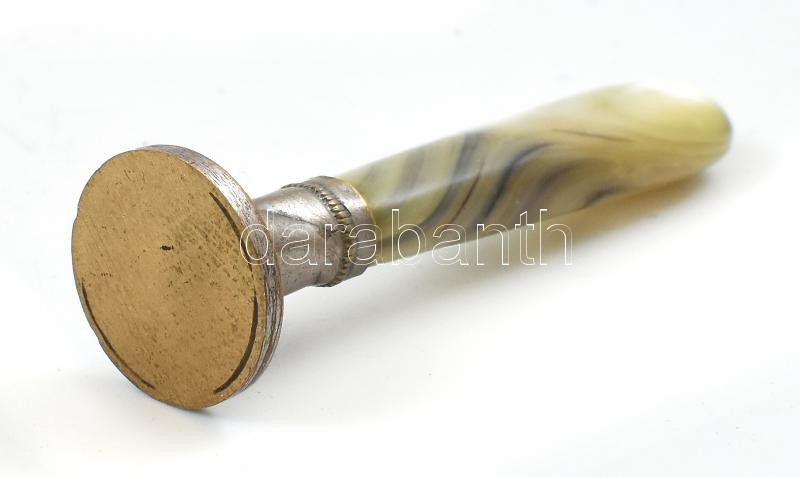 Gyöngyház nyelű réz pecsétnyomó, vésés nélkül, h: 6 cm, d: 16 mm - Image 2