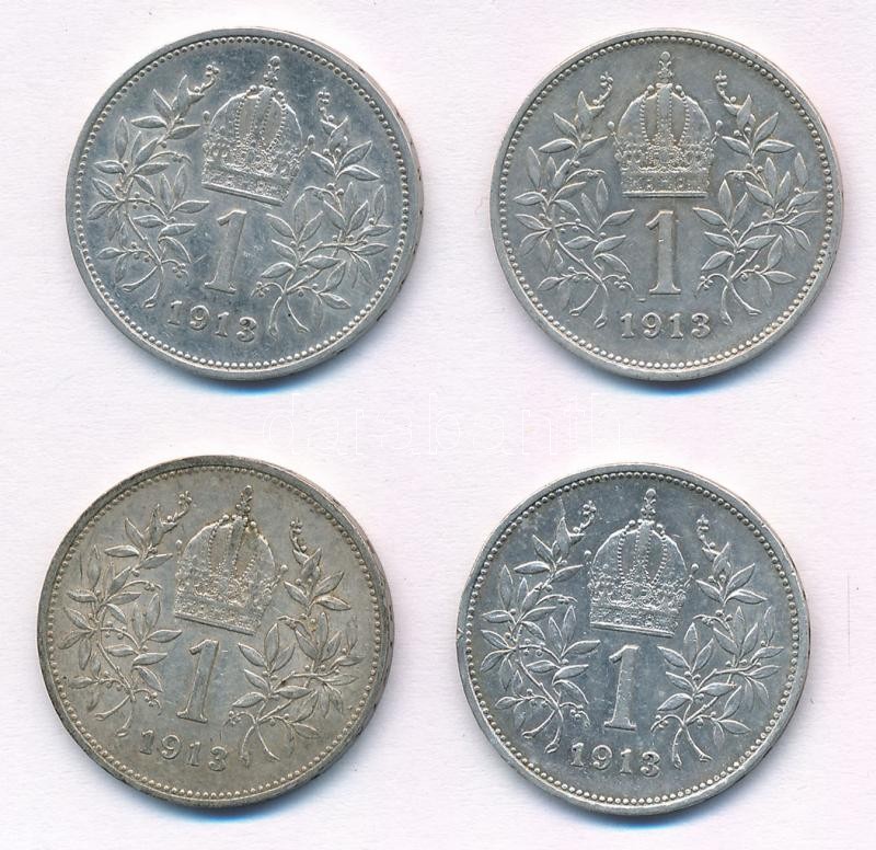 Ausztria 1913. 1K Ag (4x) 'Ferenc József' T:2 Austria 1913. Corona Ag (4x) 'Franz Joseph' C:XF Krause KM# 2820 - Image 2