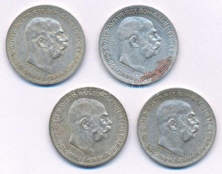 Ausztria 1914. 1K Ag 'Ferenc József' (4x) T:2 Austria 1914. Corona Ag 'Franz Joseph' (4x) C:XF Krause KM# 2820