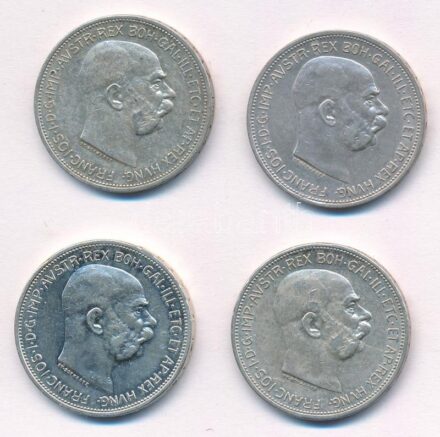 Ausztria 1912. 2K Ag 'Ferenc József' + 1913. 2K Ag 'Ferenc József' (3x) T:2 Austria 1912. 2 Corona Ag 'Franz Joseph' + 1913. 2 Corona Ag 'Franz Joseph' (3x) C:XF Krause KM#2821