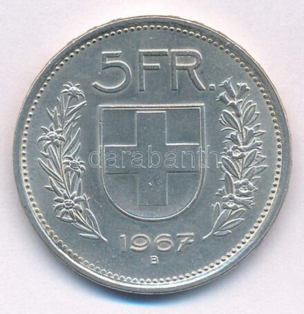 Svájc 1967B 5Fr Ag T:1- Switzerland 1967B 5 Francs Ag C:AU Krause KM#40