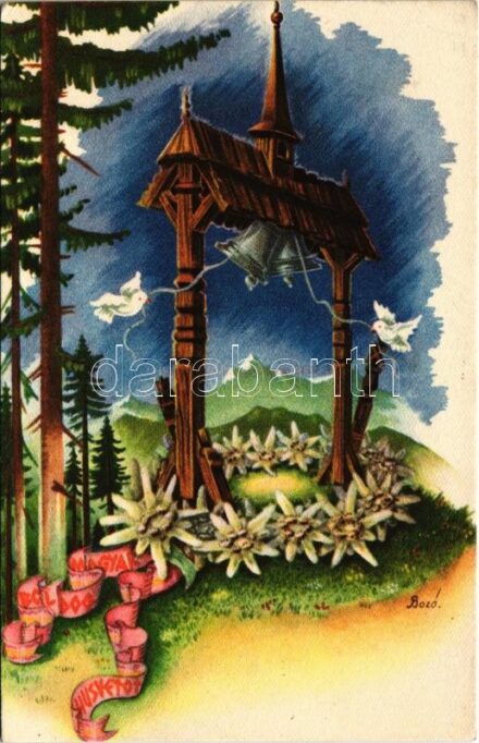 1944 Boldog Magyar Húsvétot! / Hungarian irredenta Easter greeting art postcard s: Bozó (EK)