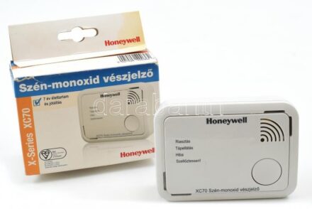 Honeywell szén-monoxid vészjelző készülék, eredeti dobozában, leírással, típus: XC70-HU