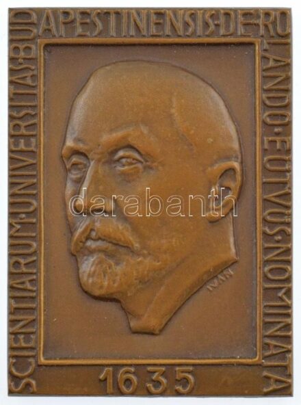 Iván István (1905-1968) 1960. '325 éves az Eötvös Lóránd Tudományegyetem' egyoldalas, bronz plakett, eredeti tokban (55x40mm) T:1-