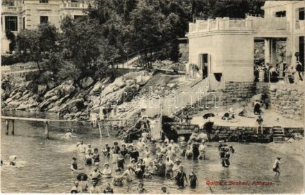 Abbazia, Opatija; Quitta's Seebad / strand, fürdőzők / beach, bathers (Rb)