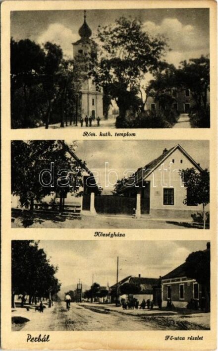 1943 Perbál, Katolikus templom, községháza, Fő utca (Rb)