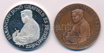 Bozó Gyula (1913-2004) 1994. 'Haranghy Jenő születésének 100. évfordulójára' bronz és ezüstözött fém emlékérem pár T:1,1 (eredetileg PP)