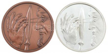 Kiss György (1943-2016) 2010. 'Magyar Éremgyűjtők Egyesülete 40 éve' bronz és Ag emlékérem pár (33,82g/0.925/42,5mm) T:1,PP fo.