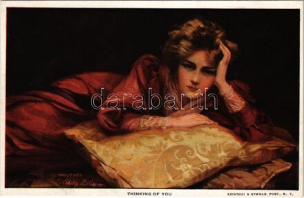 1924 'Thinking of You' Lady art postcard. Reinthal & Newman No. 94. s: Philip Boileau