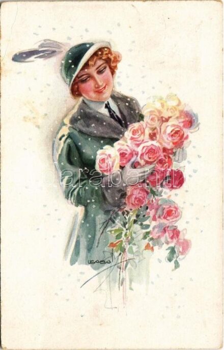 1917 Lady art postcard. 'ERKAL' Künstler-Serie 309/1. s: Usabal (EK)