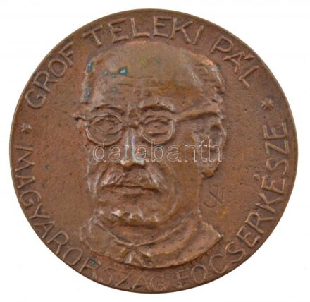 Nagy István János (1938- ) 1992. 'Gróf Teleki Pál - Magyarország főcserkésze / Bízzunk a munka erejében - 1992. június' kétoldalas, öntött bronz emlékérem (64mm) T:1- apró ph.