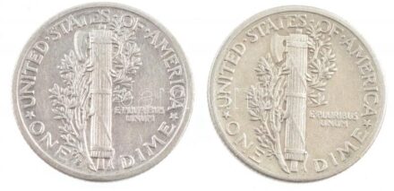 Amerikai Egyesült Államok 1941-1942. 1d Ag 'Mercury' (2xklf) T:2- USA 1941-1942. Dime Ag 'Mercury' (2xdiff) C:VF Krause KM#140