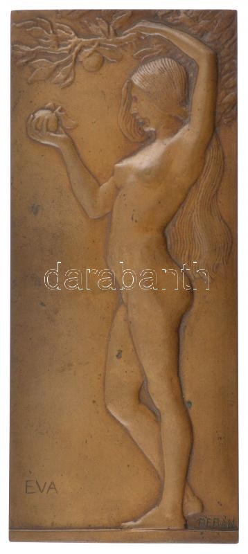 Berán Lajos (1882-1943) DN 'Éva' egyoldalas, önött bronz plakett (185x79mm) T:1- kis patina