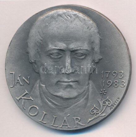 Csehszlovákia 1983. 'Ján Kollár 1793-1983 / 1233-1983 Mossovych - Mosovce' ezüstözött fém emlékérem (49mm) T:1- patina Czechoslovakia 1983. 'Ján Kollár 1793-1983 / 1233-1983 Mossovych - Mosovce' silver plated metal commemorative
