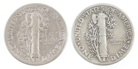 Amerikai Egyesült Államok 1929-1934. 1d Ag 'Mercury' (2xklf) T:2-,3 USA 1929-1934. Dime Ag 'Mercury' (2xdiff) C:VF,F Krause KM#140
