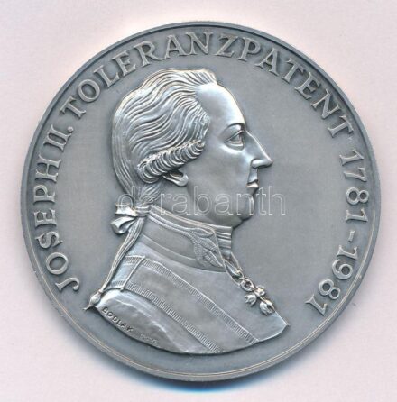 Ausztria 1981. 'II. József toleranciapátense 1781-1981' ezüstözött Br emlékérem (50mm) T:1- Austria 1981. 'Joseph II Tolerance patent 1781-1981' silver plated Br commemorative medallion (50mm) C:AU