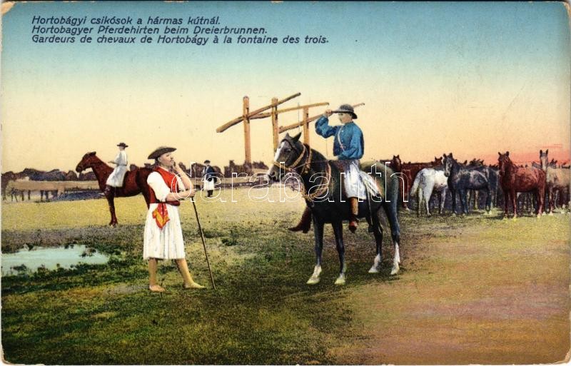 Hortobágy, Csikósok a hármas kútnál (EK)