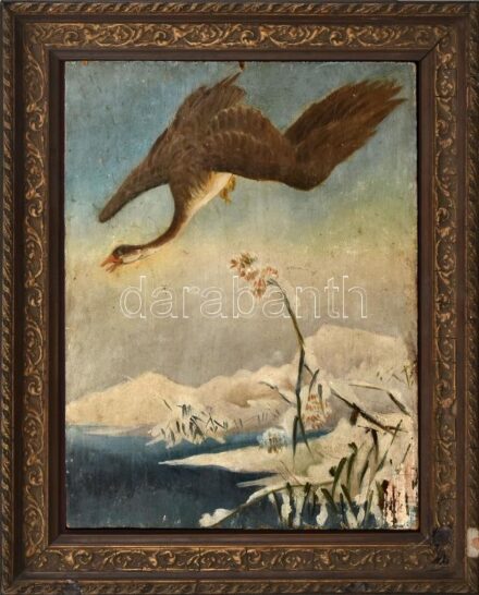 Jelzés nélkül: Vadliba. Olaj, fa. Kissé sérült. Dekoratív, kissé sérült fakeretben, 28×21 cm