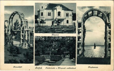 Siófok, Rózsaliget, Kaszinó, park a Központi szállodával, Naplemente (EB)