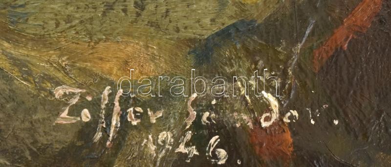 Ziffer Sándor jelzéssel: Csendélet. Olaj, karton. Dekoratív fakeretben, 49×39 cm - Image 2