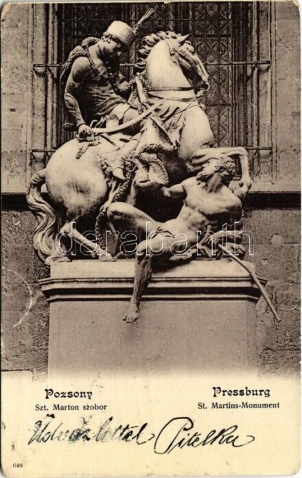1901 Pozsony, Pressburg, Bratislava; Szt. Márton szobor / St. Martins-Monument (Rb)