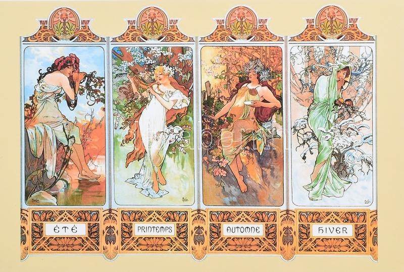 cca 2020 6 db modern Alfons Mucha nyomat, computer print, papír. 33x50 cm