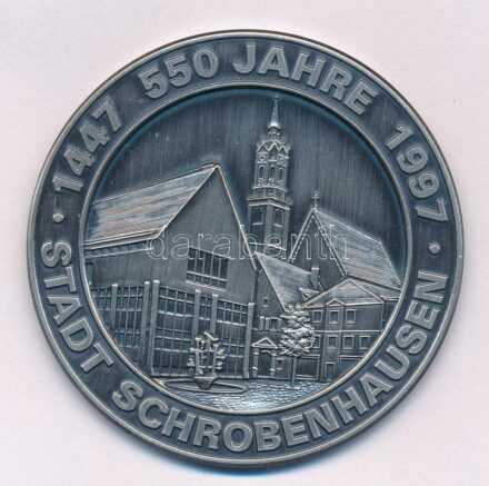 Németország 1997. 'Schrobenhausen 550 éves' ezüstözött fém emlékérem (55mm) T:1- Germany 1997. '550th Anniversary of Schrobenhausen' gilt metal commemorative medallion (55mm) C:AU