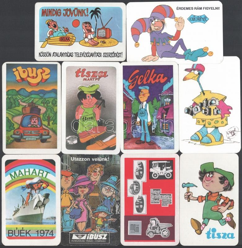 1974-1992 10 db nagy cégek és szolgáltatók kártyanaptár