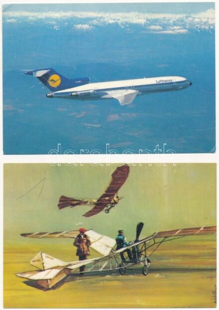 10 db MODERN motívum képeslap: repülők / 10 modern motive postcards: airplanes, aircrafts
