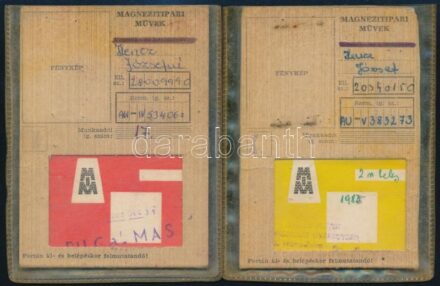 cca 1962-1966 Magnezitipari Művek 2 db fényképes igazolványa