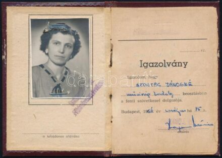 1964 Földművesszövetkezeti arcképes dolgozói igazolvány