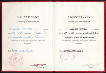 1979 MSZMP továbbképzési bizonyítvány