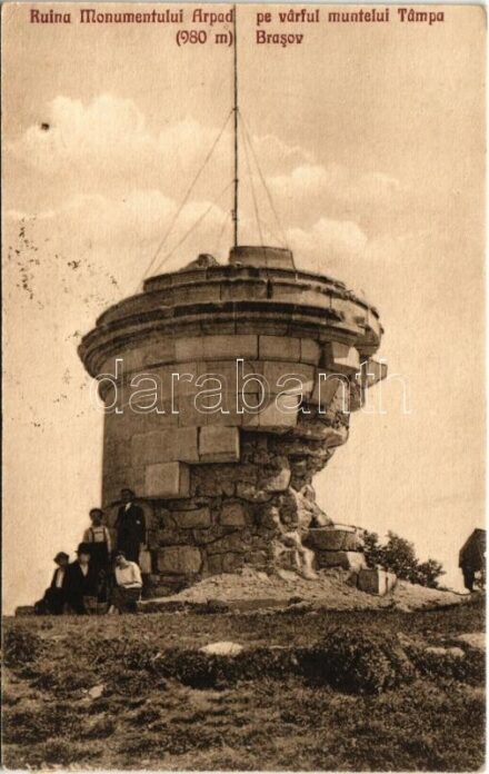 1925 Brassó, Kronstadt, Brasov; Ruina Monumentului Arpad pe varful muntelui Tampa / A Millenniumi emlékmű (Árpád-szobor) romjai a Cenk-hegyen / ruins of the Hungarian Millennium monument